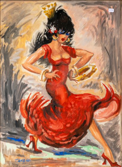 21134 
TAVEAU 
Danseuse de flamenco 
Gouache...
