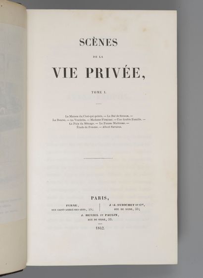 null BALZAC. Scènes de la vie privée. Paris, Furne, Dubochet, Hetzel et Paulin, 1842-1849....