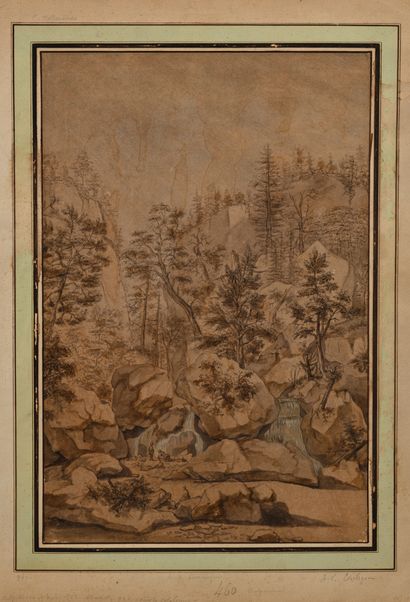null Suiveur d’Allaert van Everdingen (1621-1675)

Paysage de montagne avec cascade

Pierre...