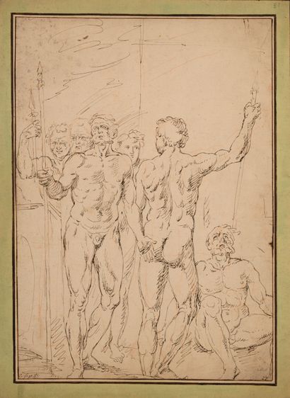 Raymond Lafage (1656-1684) 
Hommes nus portant...