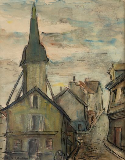 Albert LELOUCH ( 1896-1963) 
Church 
Ink...