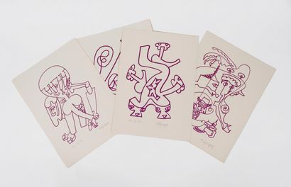  Charles LAPICQUE (1898-1988) 
Figures 
Four lithographs 
Signed and numbered "HC...
