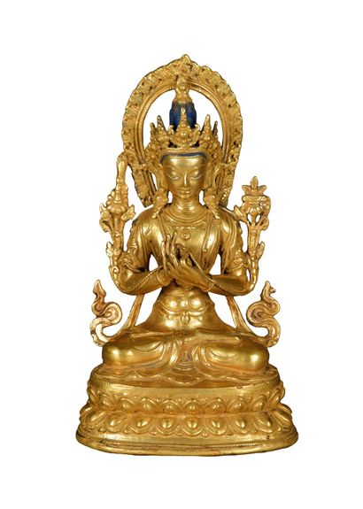 TIBET, XXème siècle. 
Statuette de Padmapani...