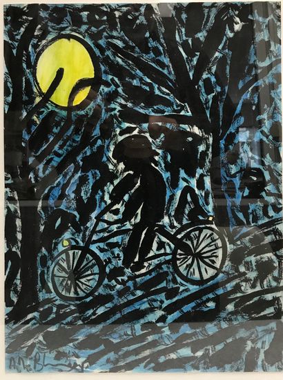 Max BLUMBERG 
Bicyclette nocturne 
Encre...