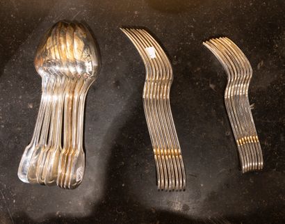 A part of silver-plated metal menagère.
