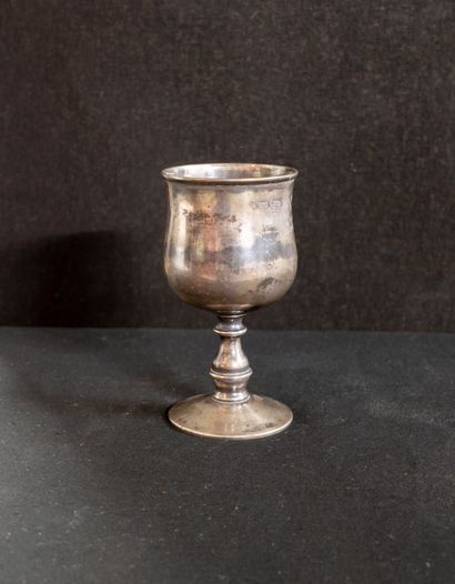 JUDAICA Silver cup with foot and shaft with...