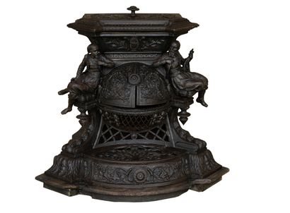 Cast iron stove. 
Orientalist style, richly...