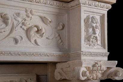  Renaissance style mantel. 
Lintel delicately carved with a frieze of oves and foliage...