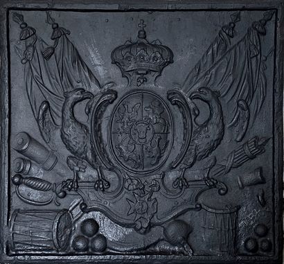  Plaque de cheminée Louis 15. 
Aux armes de Stanislas Leczinski ( 1677 - 1766 ) Roi...