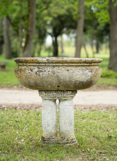 Baptismal basin in stone. 
Monolithic bowl...