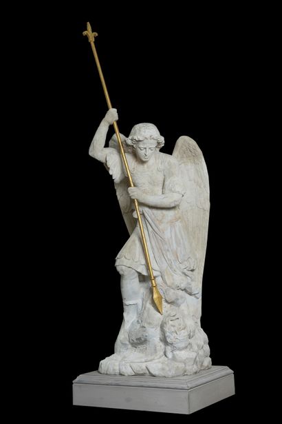  Saint Michael slaying the dragon. 
By François Aristide Belloc (1827-1885 ?), French...