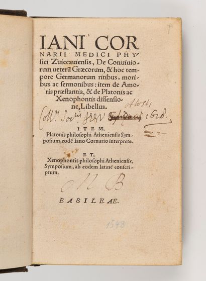 null CORNARIUS (Johann). De convivorium veterum Græcorum, & hoc tempore Germanorum...