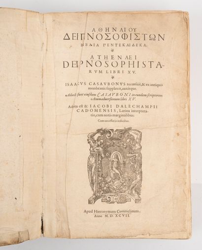  ATHÉNÉE. Deipnosophiston Biblia Pentekaideka (en grec)]. — Deipnosophistarum libri...