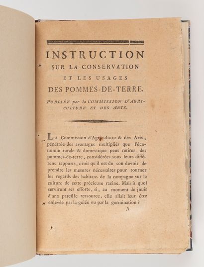  COMMISSION D'AGRICULTURE ET DES ARTS]. Instruction sur la conservation et les usages...