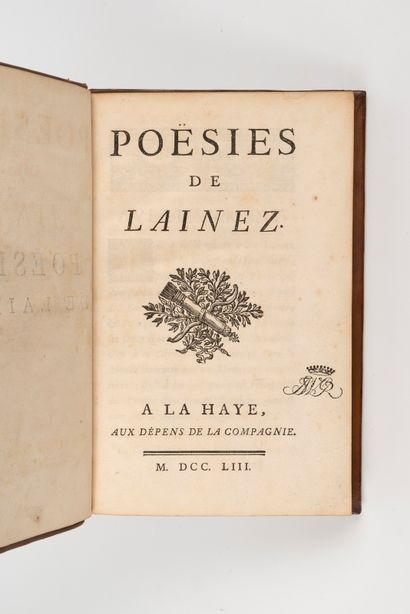  LAINEZ (Alexandre). Poésies. La Haye, aux dépens de la compagnie, 1753. In-8, veau...