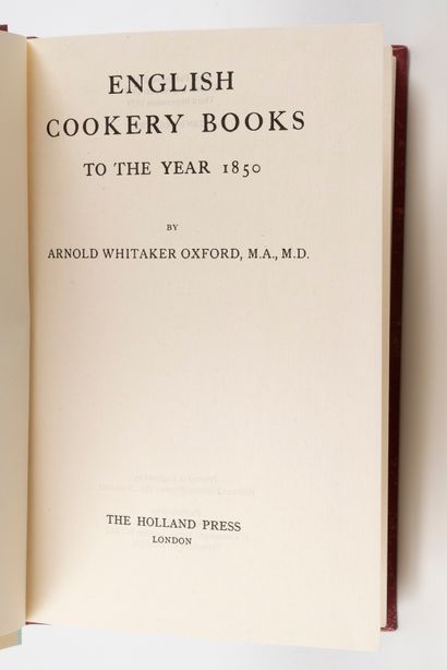  VICAIRE. Gastronomic bibliography. London, 1954. In-8, bradel binding. 
Reprint...