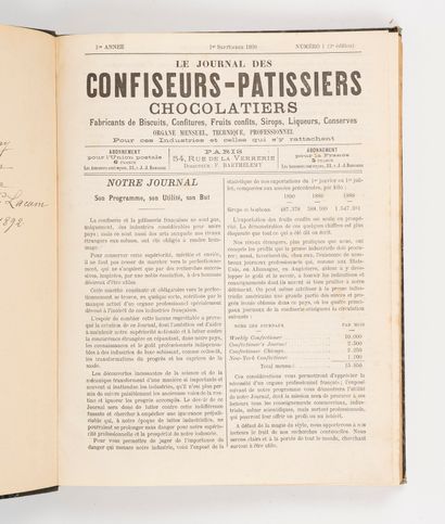  BARTHÉLÉMY (Fernand) and Pierre LACAM]. Le Journal des confiseurs-pâtissiers, chocolatiers,...