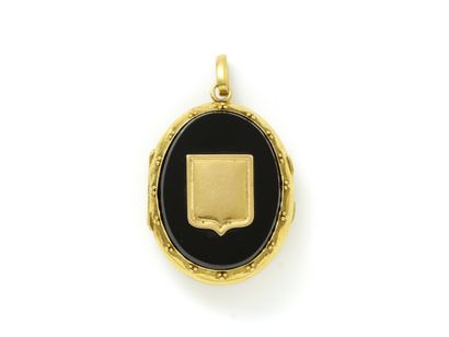Pendant photo holder in gold 750 thousandth,...