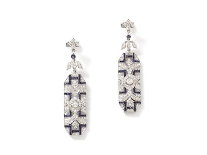 Pair of earrings in white gold 750 thousandths,...
