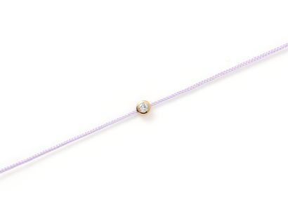 null Bracelet in pink gold 750 thousandths, holding a brilliant diamond in mobile...