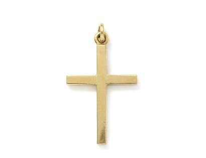 null Pendentif en or 750 millièmes, retenant une croix.

Poids: 6.70 g. Haut: 3.8...