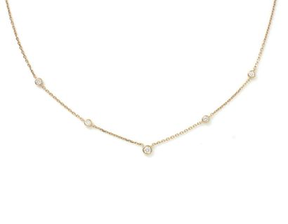 null Necklace in pink gold 750 thousandths, mesh forçat filed, punctuated with 5...