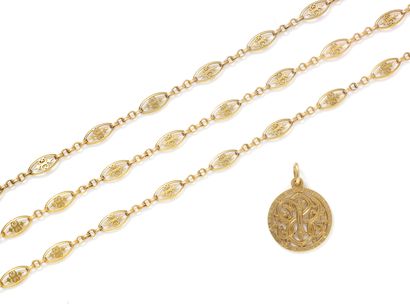 Long necklace in gold 750 thousandth, composed...