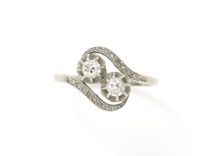 null Ring you and me in platinum 850 and white gold 750 thousandth, decorated with...