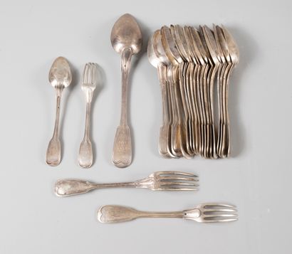 Set of silver cutlery (925), net model, decorated...