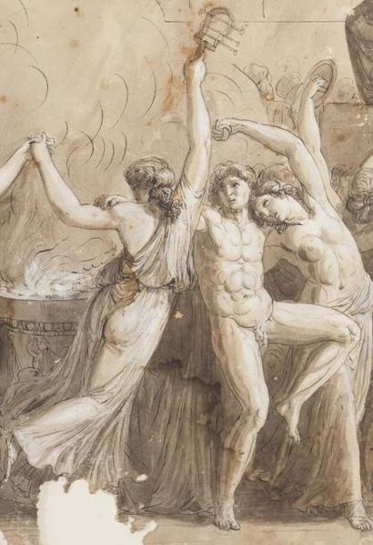 Felice GIANI (Gênes 1758 - Rome 1823) Cortège triomphal Plume et encre noire, lavis...