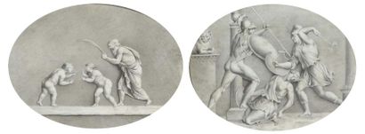 Jean-Baptiste WICAR (Lille 1762 - Rome 1834) Deux scènes antiques mises à l'ovale...