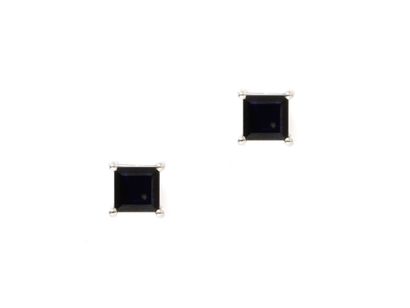 null Pair of earrings in white gold 750 thousandths, decorated with square sapphires...