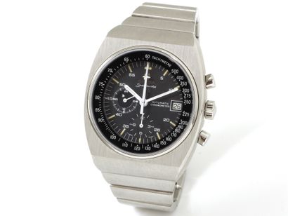 null OMEGA ''SPEEDMASTER 125
Brushed steel chronograph watch, tonneau shape, black...