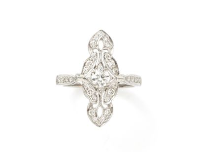 Ring marquise in white gold 750 thousandth...