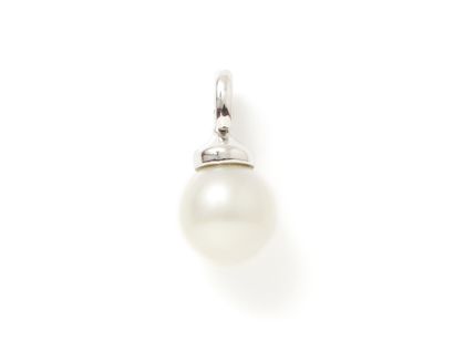 null Pendant in white gold 750 thousandth, holding an important pearl of culture...