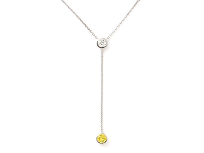 null Necklace in white gold 750 thousandths, centered of a diamond old cut in closed...