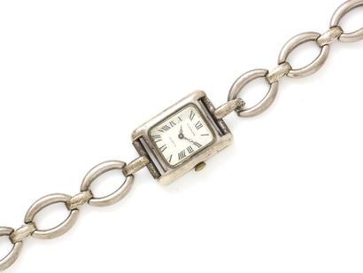 null Lady's wristwatch in silver 800 thousandth, rectangular shape, white dial with...