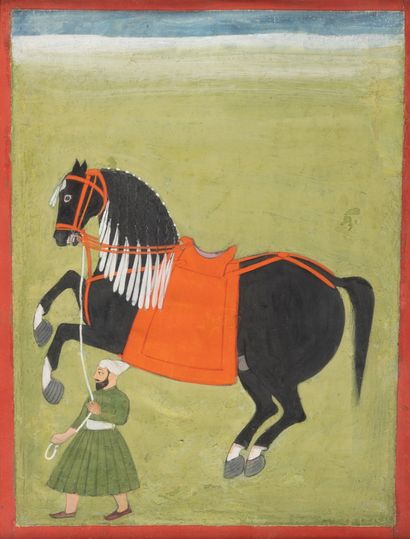 ÉTALON ET PALEFRENIER

Rajasthan, XIXe siècle

Pigments...