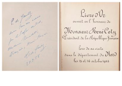 null Livre d’or ouvert en l’honneur de Monsieur René COTY, président de la République...