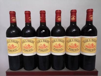 6 bouteilles CLOS L'EGLISE - Pomerol - Millésime...