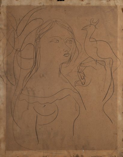 null Dans le goût de Françoise GILOT (Née en 1921)

Femme tenant un paon

Graphite...