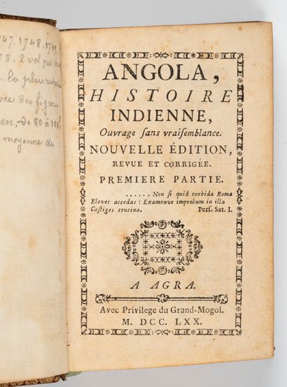 null LA MORLIÈRE (Chevalier de)]. Angola histoire indienne. Agra (Paris), 1770. 2...