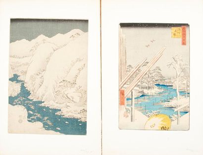 Hiroshige Deux Oban tate-e dont de la série «Cent vues célèbres de Edo» chantier...