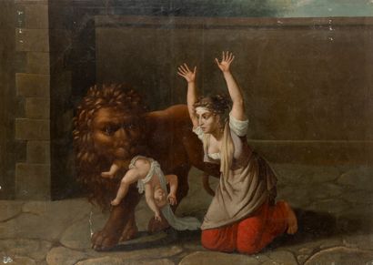 null Nicolas André MONSIAU ( 1754-1837) suiveur de
Le Lion de Florence.
Toile d'apres...
