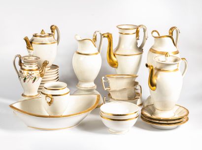 null White and gold enameled porcelain of Paris tea and coffee set