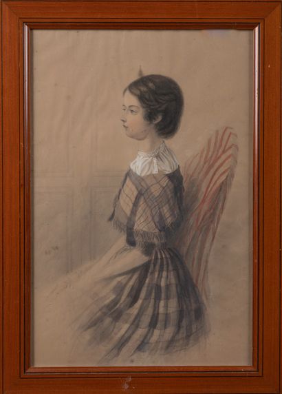 null French school of the middle of the XIXth century
Portrait of a young girl
Graphite,...