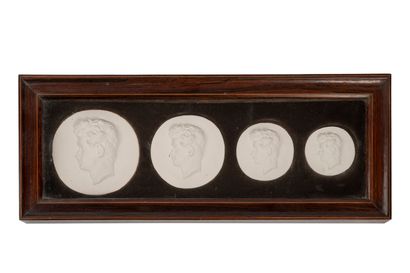 null David d'ANGERS (1788-1856)
Four medallion portraits of Armand Carrel (1800-1836)
Plaster
In...