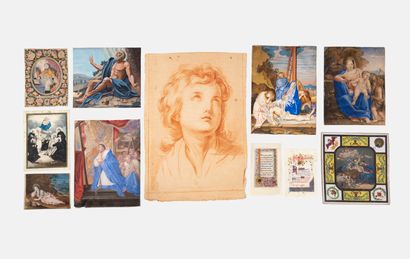 null Set of eleven drawings 
French school of the 19th and 20th centuries
Saint Anthony
The...