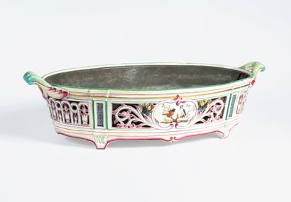 Planter in earthenware of the East, enamelled...