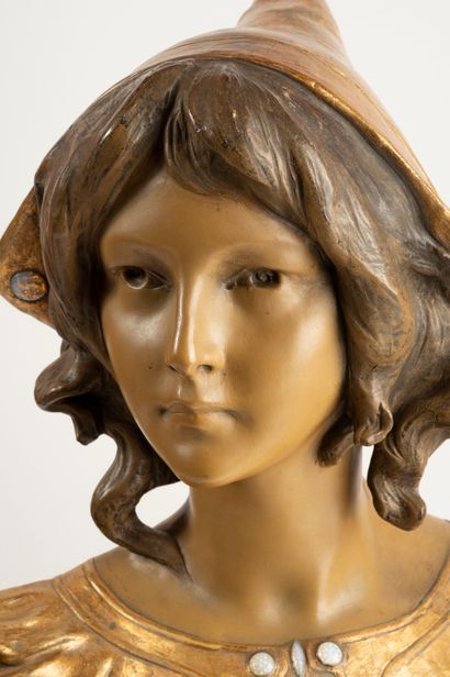 null Ecole Française vers 1900
Portrait de femme
Bustre en plâtre, patiné, doré,...